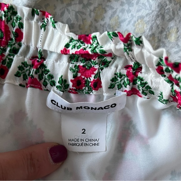 Club Monaco elastic waist summer mini a-line skirt with tie detail - Picture 2 of 2